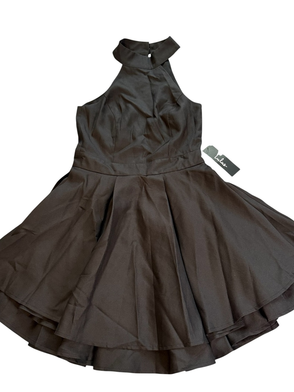 Lulu's Black Halter Neck Fit & Flare Party Dress
